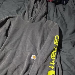 Carhartt Dark Gray Hoodie with Yellow Logo